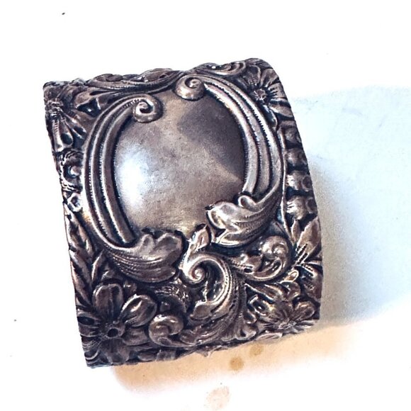 Gorham Sterling Silver Scroll Floral Cuff Bracelet 925 Wide Repoussé Victorian - Picture 5 of 10